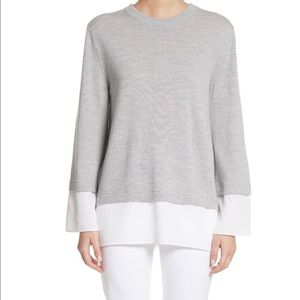 New St John Collection Fine Gauge Tie Back Sweater Wool Knit Oversized Fit